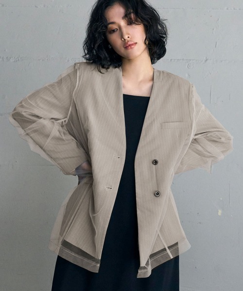 チュールレイヤード ジャケット チュールレイヤードジャケットワンピースRANDA公式サイト