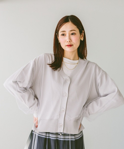 SEE BY CHLOE◆カーディガン(厚手)/40/ウール/マルチカラー GLOBAL WORK カーディガン チュールドッキングカーディガン長袖