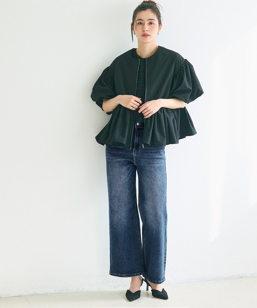 即完予感 CHANEL デニム ワイド ストレート カジュアル パンツ coca ジーンズ デニム デニムパンツ しゃがめるワイドストレート