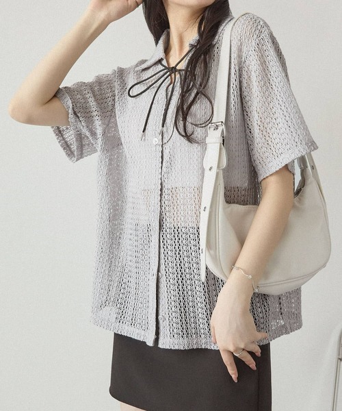 ブラウス シャツ シアースキッパーロングシャツ レディース ikka ブラウス シャツ シアースキッパーブラウス レディース