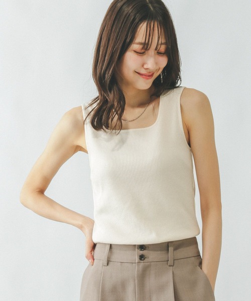 GLOBAL WORK タンクトップ ノースリーブ Beauteeスクエアタンク