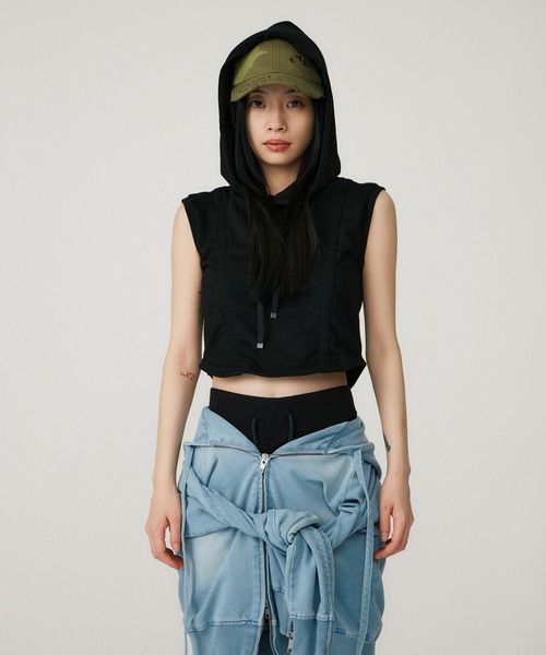 パーカー VEST STUDS HOODIE レディース