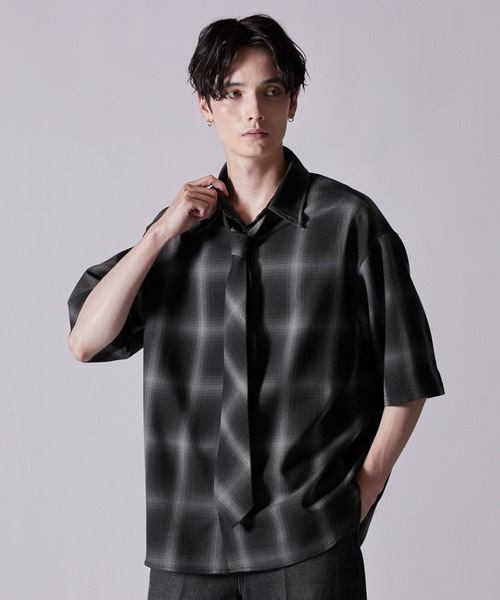 CLEL（クレイル） シャツ 「CLEL」Loose Herringbone Check Shirt