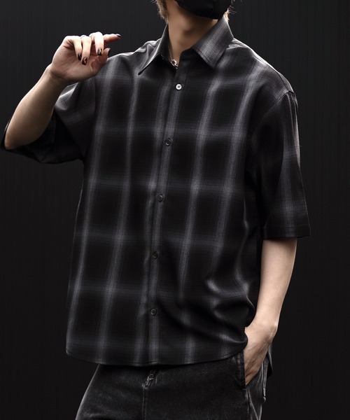 CLEL（クレイル） シャツ 「CLEL」Loose Herringbone Check Shirt