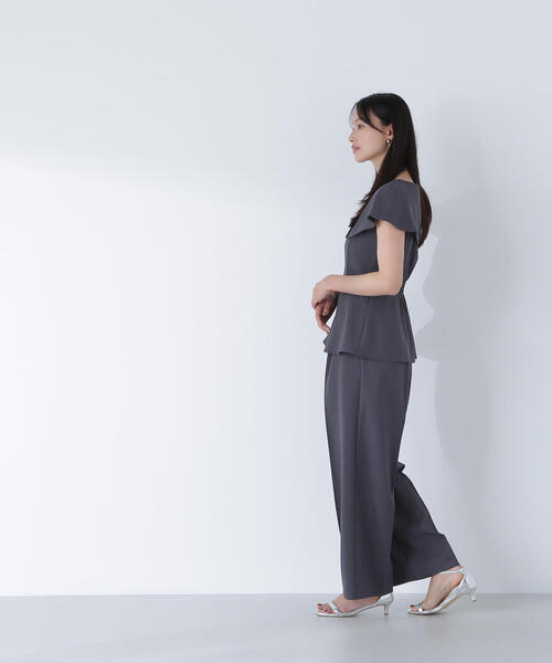 ケープ ブラウス パンツドレス 7色 セットアップ エレガント NATURAL BEAUTY BASIC パンツドレス ケープカラーブラウス