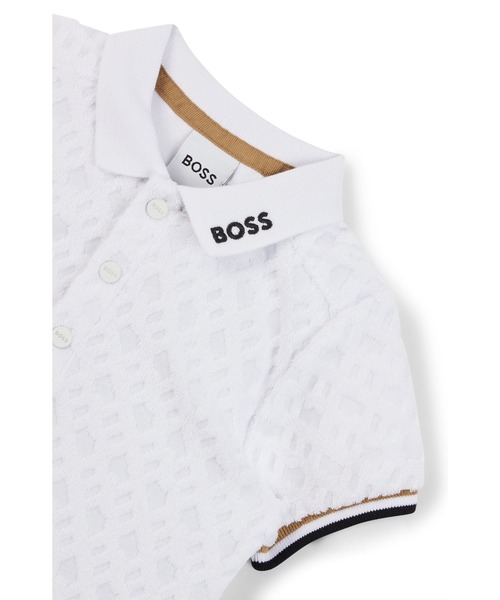 BOSS ホワイト 長袖ポロシャツ XL　刺繍　ラッピング済み　ギフトBOX付き BOSS（HUGO BOSS） ポロシャツ ギフトボックスセット ベビー