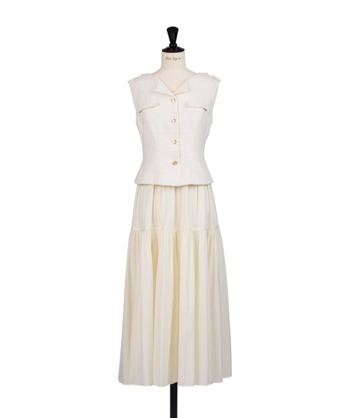 emma cook エマクック　ワンピース　イギリス　ベアトップワンピース　麻 Her lip to ワンピース Emma Tweed Docking Dress : ZOZOTOWN