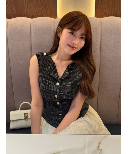ハーリップトゥ　Emma Tweed Docking Dress ブラック　S Her lip to ワンピース Emma Tweed Docking Dress : ZOZOTOWN Yahoo!店