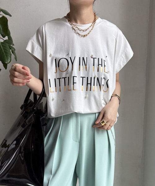 tシャツ 「WEB限定」シルケットパールロゴトップス レディース