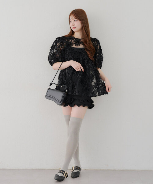 【フラメンコ衣装】ブラック Naomi Collection ナオミコレクション ブラウス トップス 花柄 黒 緑 レディース かわいい フラメンコ衣装】ブラック Naomi Collection ブラウス トップス