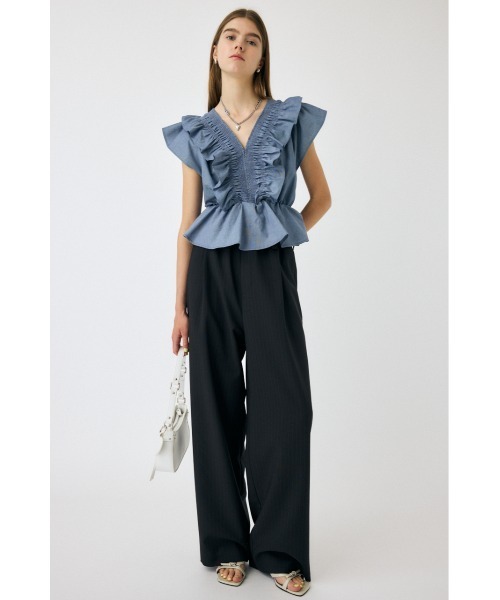 MOUSSY ブラウス シャツ SHIRRING RUFFLE PEPLUM トップス