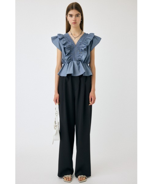 MOUSSY SHIRRING RUFFLE PEPLUM トップス moussy SHIRRING RUFFLE PEPLUM トップス BLU - メルカリ