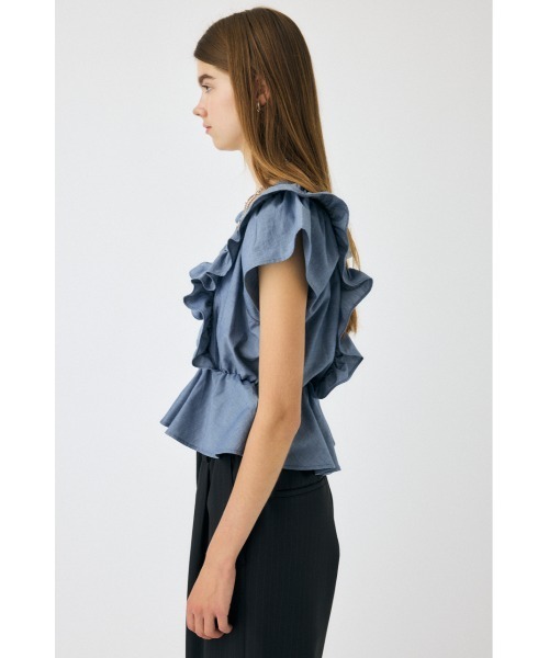 MOUSSY ブラウス シャツ SHIRRING RUFFLE PEPLUM トップス
