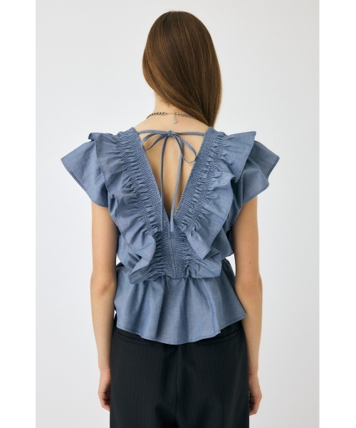 MOUSSY ブラウス シャツ SHIRRING RUFFLE PEPLUM トップス