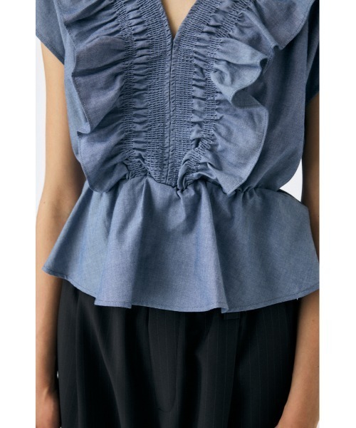 ブラウス シャツ SHIRRING RUFFLE PEPLUM トップス レディース MOUSSY ブラウス シャツ SHIRRING RUFFLE PEPLUM トップス