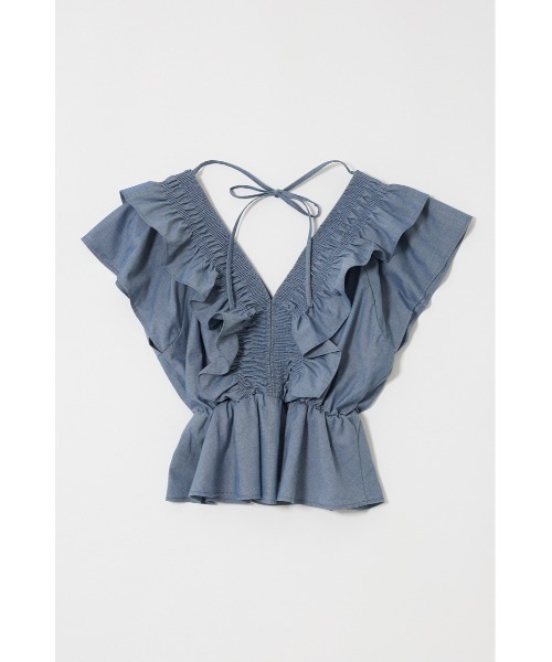 ブラウス シャツ SHIRRING RUFFLE PEPLUM トップス レディース MOUSSY ブラウス シャツ SHIRRING RUFFLE PEPLUM トップス