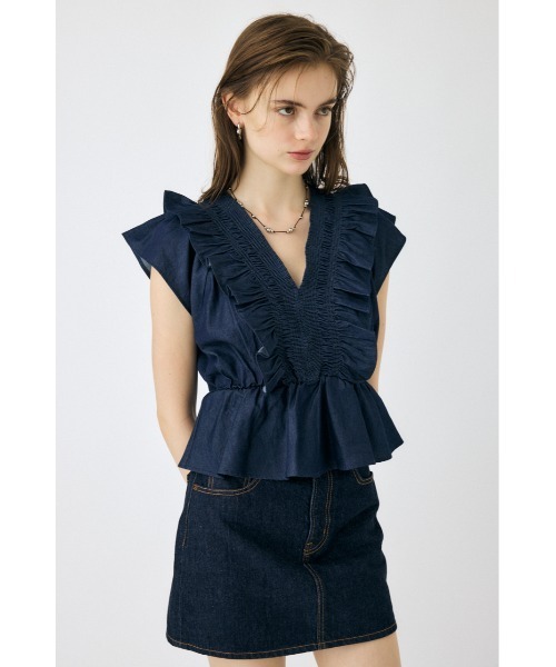 ブラウス シャツ SHIRRING RUFFLE PEPLUM トップス レディース MOUSSY ブラウス シャツ SHIRRING RUFFLE PEPLUM トップス