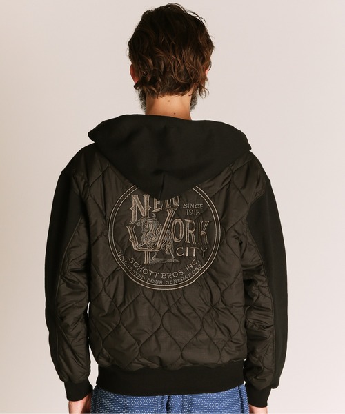 美品■schott パーカー キルティング 異素材 ブラック L 美品□schott パーカー キルティング 異素材 ブラック Lの通販はau PAY