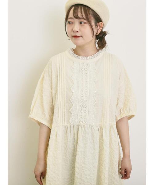 新品　Samansa Mos2　前立てレース切替ワンピース　M Samansa Mos2 ワンピース 「S/Mサイズ」前立てレース切替