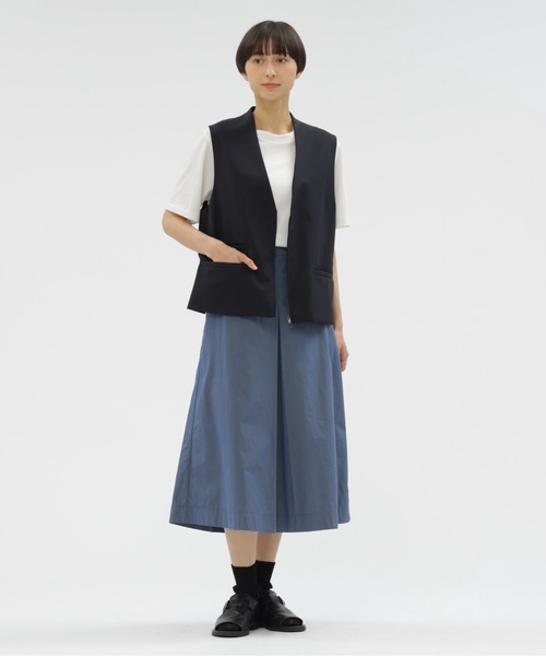 【新品未使用】MARGARET HOWELL　リネンスカート　Mサイズ　ブルー margaret howell（スカート）（色：ブルー系）｜ボトムス