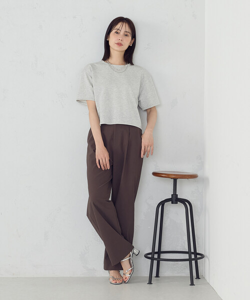 ♡TIME SALE♡新品多め✨通勤やちょっとした懇談会などに✨シンプル綺麗系 COMME CA ISM（コムサイズム） tシャツ 半袖 ラメ スウェット Tシャツ