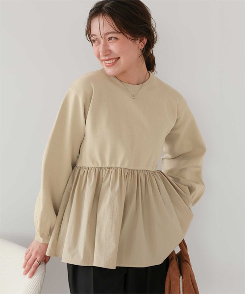 ⭐︎完売品 洗える【WEB限定カラー】ペプラムドッキングニットプルオーバー CELFORD｜【洗える】【WEB限定カラー】ペプラムドッキングニットプル