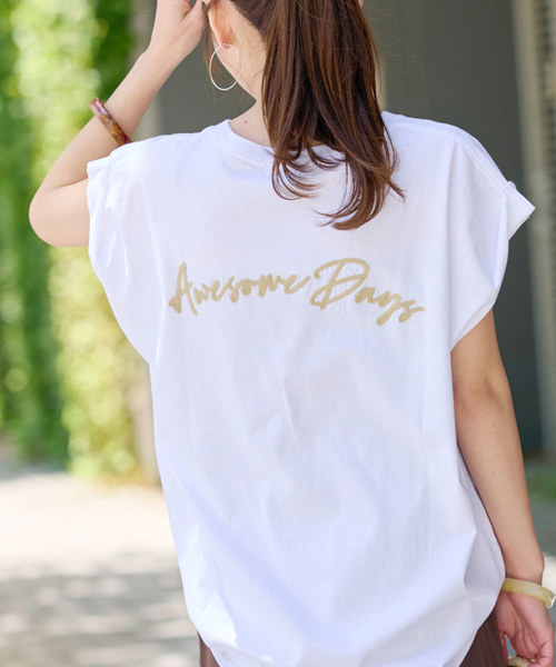 tシャツ 「追加2」刺繍ロゴフレンチTEE レディース