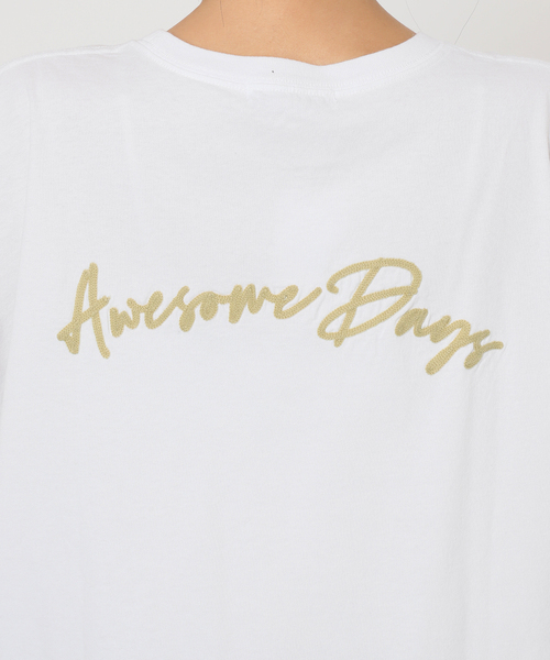 ➀【JOURNAL STANDARD relume】白 刺繍ロゴフレンチTEE 追加》刺繍ロゴフレンチTEE（Tシャツ/カットソー）｜JOURNAL