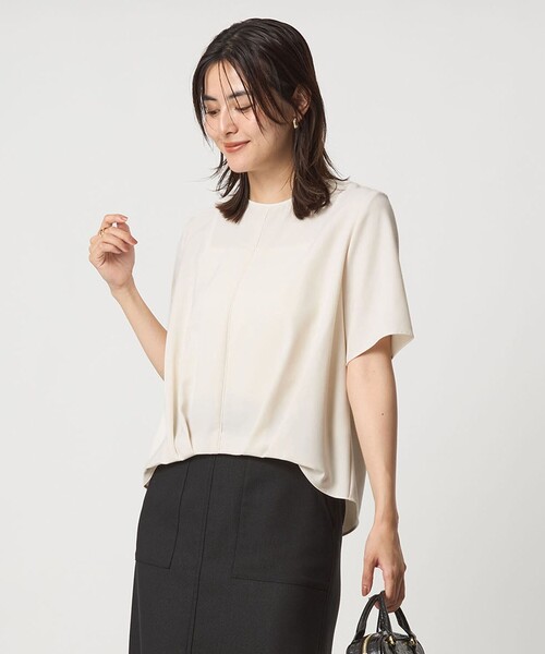 green label relaxing ブラウス シャツ フロント ライン 5分袖