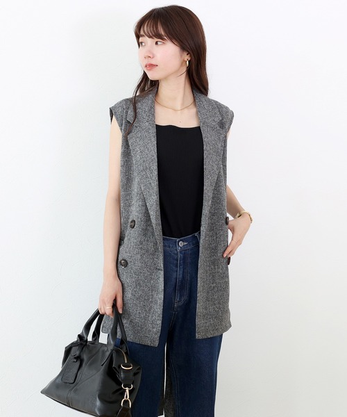 新品タグ付き　stola. グレー ツイード ベスト 新品タグ付き stola. グレー ツイード ベスト