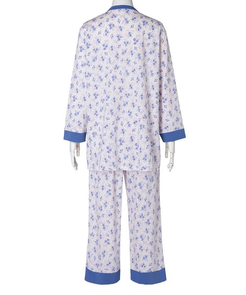 【新品未使用】Kid blue キッドブルー ネル　パジャマ　長袖　袋付き KID BLUE（キッドブルー） パジャマ ルームウェア -ピンドットフラワー