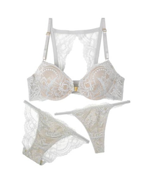 ブラジャー ショーツセット 「3点セット」ヌーディ バックカットレース