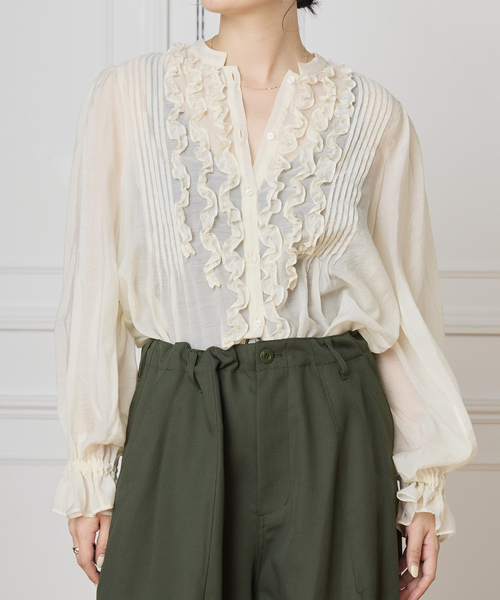 IENA LA BOUCLE（イエナラブークル） ブラウス シャツ フリルオーガン