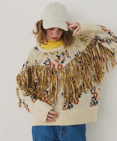 Unitage（ユニテージ） ニット セーター フリンジ花柄ニット