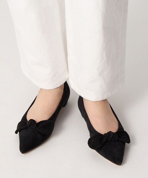 新品未使用 オデットエオディール 本革 リボン フラット パンプス ブラック 新品未使用 オデットエオディール 本革 リボン フラット パンプス