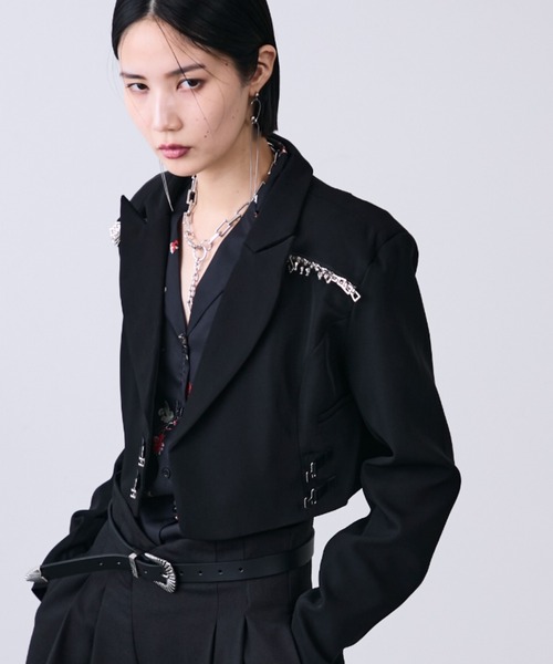 テーラーメイド テーラードハイブリッドジャケット ブラック サイズM MONOe ジャケット テーラードジャケット ZIPショルダーショート丈