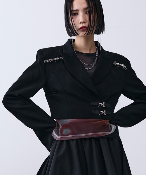 MONOe ジャケット テーラードジャケット ZIPショルダーショート丈