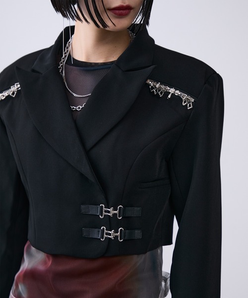 MONOe ジャケット テーラードジャケット ZIPショルダーショート丈