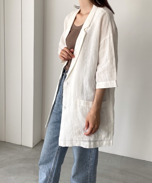 「CANAL JEAN」 「red chop works」テーラードジャケット ONE SIZE ネイビー レディースの画像