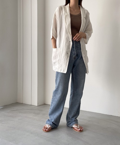 「CANAL JEAN」 「red chop works」テーラードジャケット ONE SIZE ネイビー レディースの画像