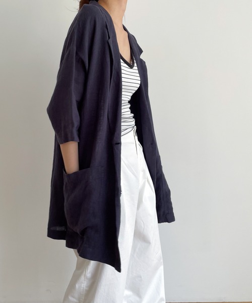 「CANAL JEAN」 「red chop works」テーラードジャケット ONE SIZE ネイビー レディースの画像
