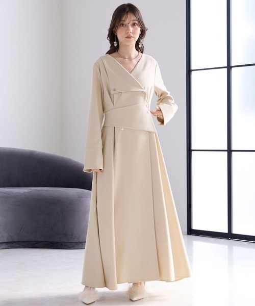 Elishe ワンピース アシメボタンフレアワンピース : ZOZOTOWN Yahoo!店