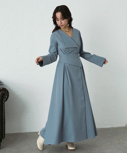 Elishe ワンピース アシメボタンフレアワンピース : ZOZOTOWN Yahoo!店