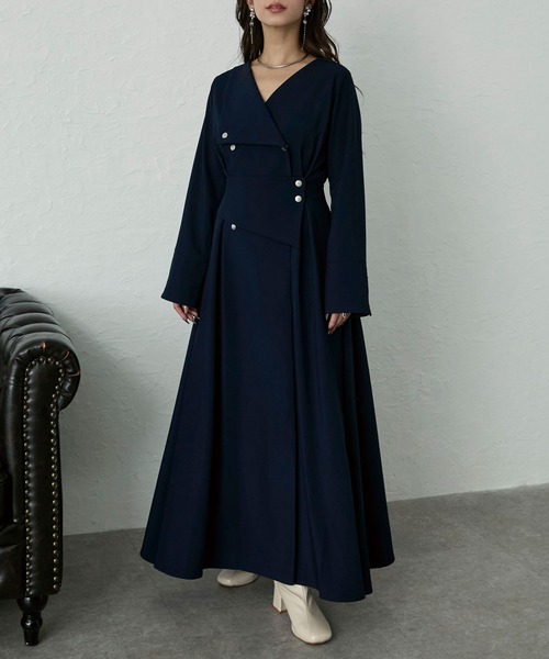 Elishe ワンピース アシメボタンフレアワンピース : ZOZOTOWN Yahoo!店