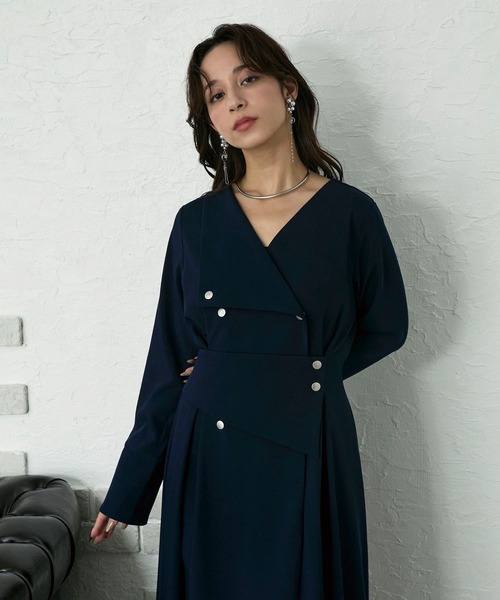 Elishe ワンピース アシメボタンフレアワンピース : ZOZOTOWN Yahoo!店