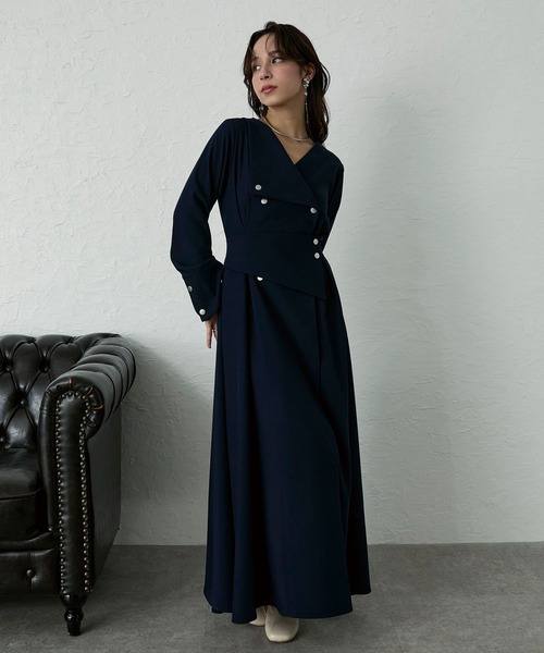 Elishe ワンピース アシメボタンフレアワンピース : ZOZOTOWN Yahoo!店