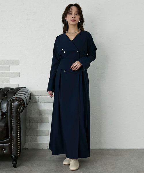 Elishe ワンピース アシメボタンフレアワンピース : ZOZOTOWN Yahoo!店