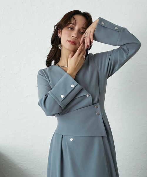 Elishe ワンピース アシメボタンフレアワンピース : ZOZOTOWN Yahoo!店