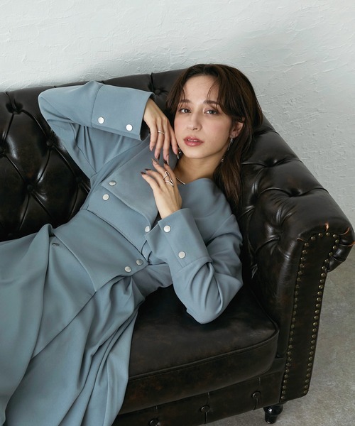 Elishe ワンピース アシメボタンフレアワンピース : ZOZOTOWN Yahoo!店