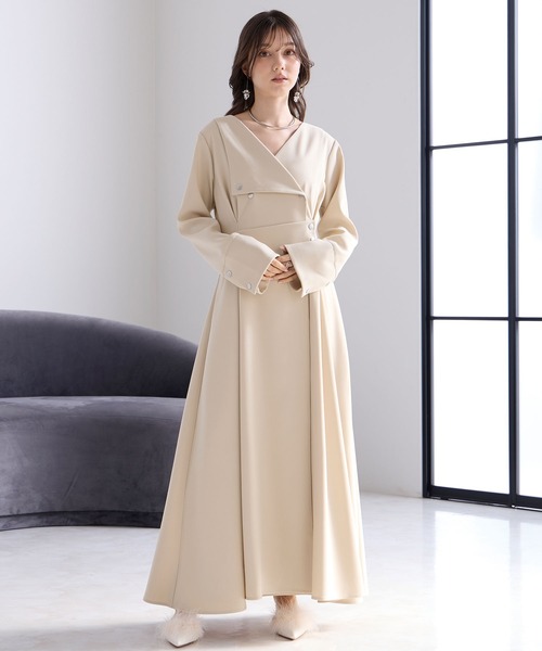 Elishe ワンピース アシメボタンフレアワンピース : ZOZOTOWN Yahoo!店